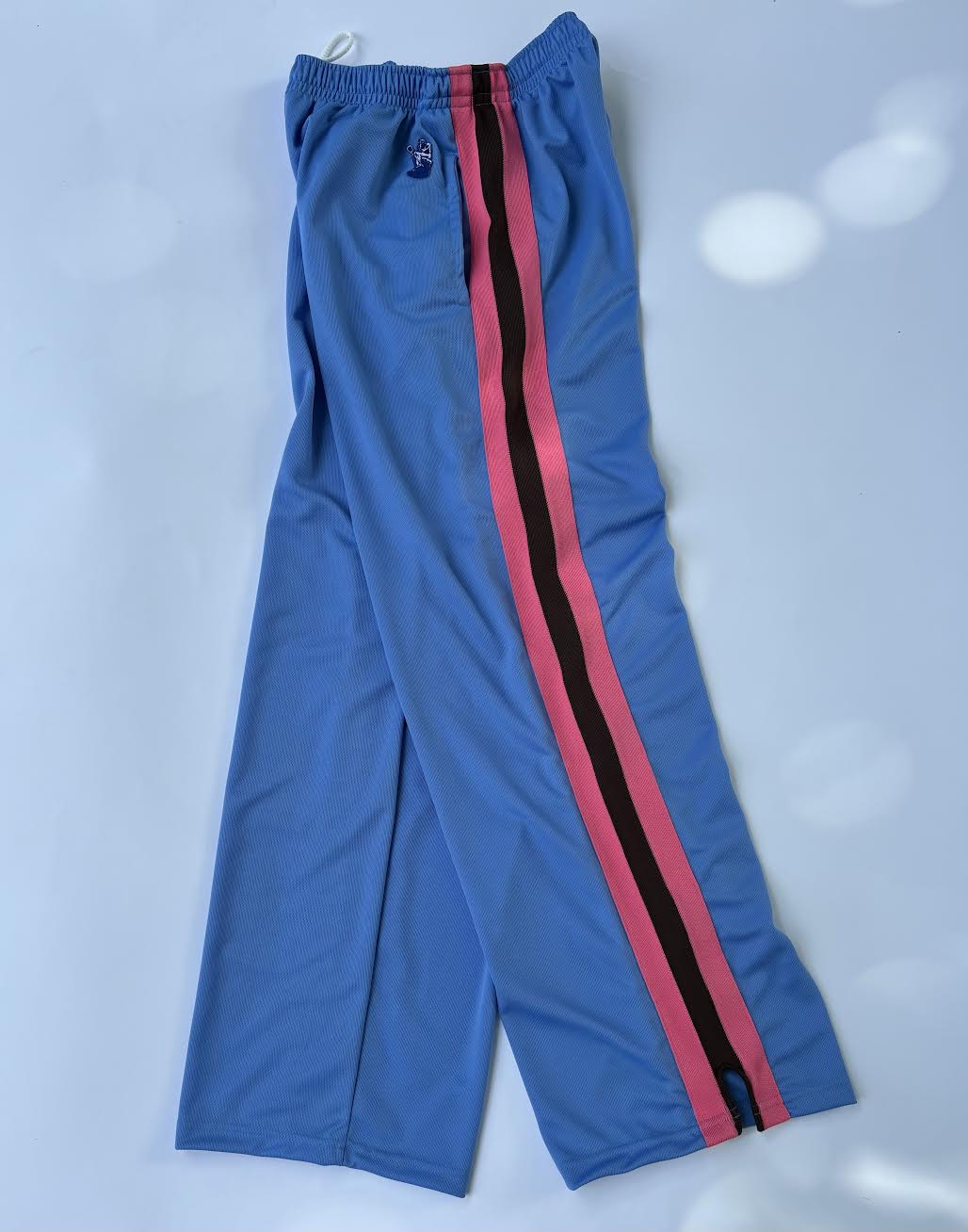 SUMMER LAX PANT in Light Blue LITE WEIGHT Miracle Mesh* w/ Hot Pink, Brown, Hot Pink Knit Stripes