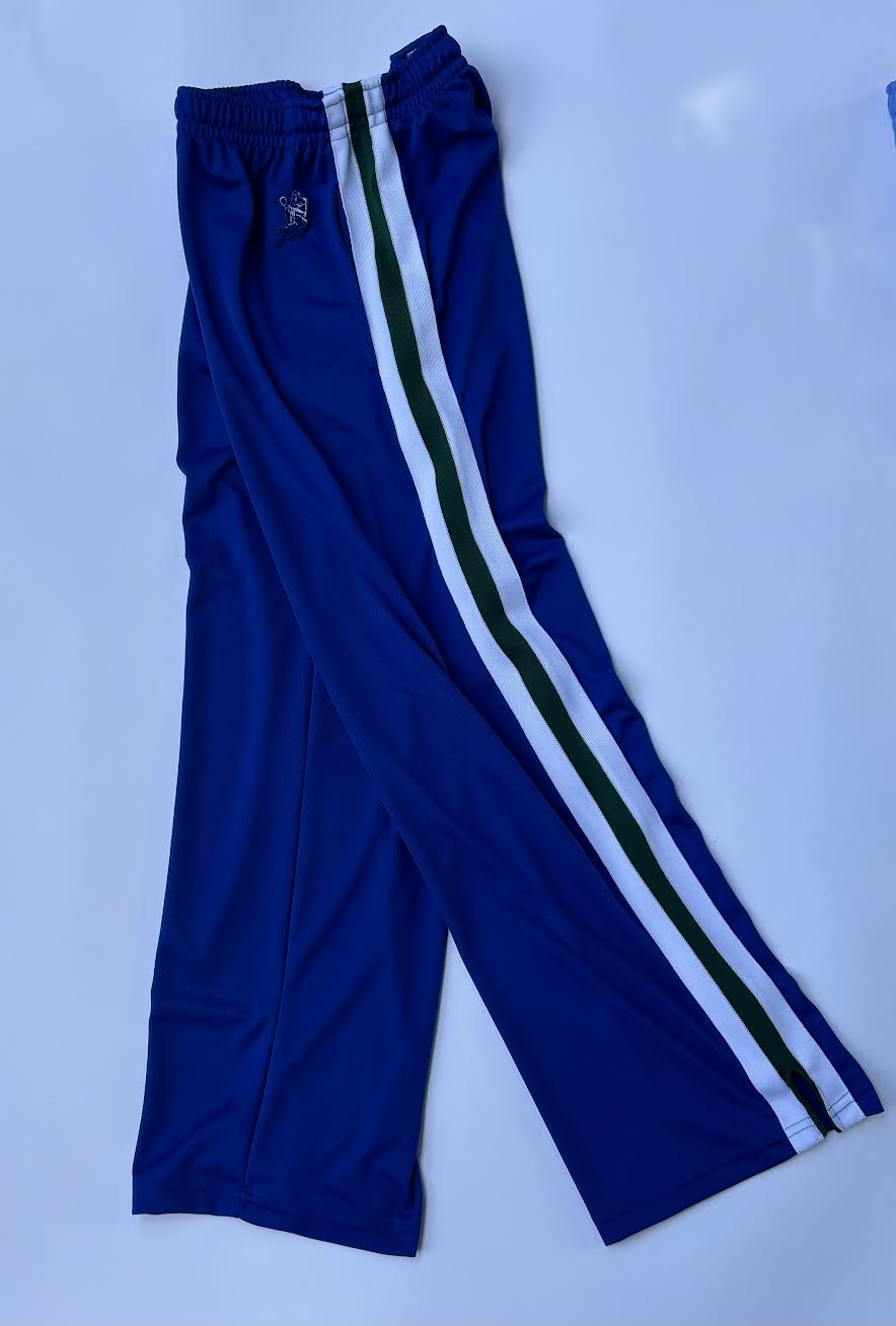 SUMMER LAX PANT in ROYAL Blue LITE WEIGHT Miracle Mesh* w/ WHITE, HUNTER GREEN, WHITE KNIT STRIPES