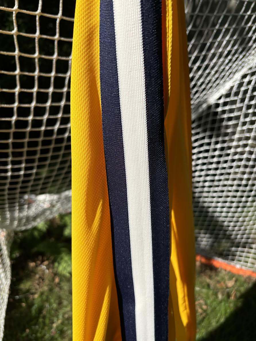 Yellow LITE WEIGHT Miracle Mesh* w/ Navy, Cream, Navy Knit Stripes