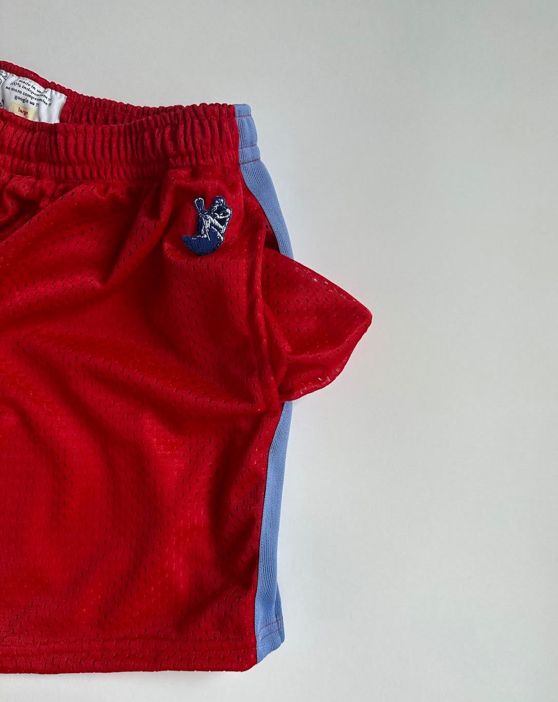 Red Mesh w/ Wide Ceil Blue Knit Stripe